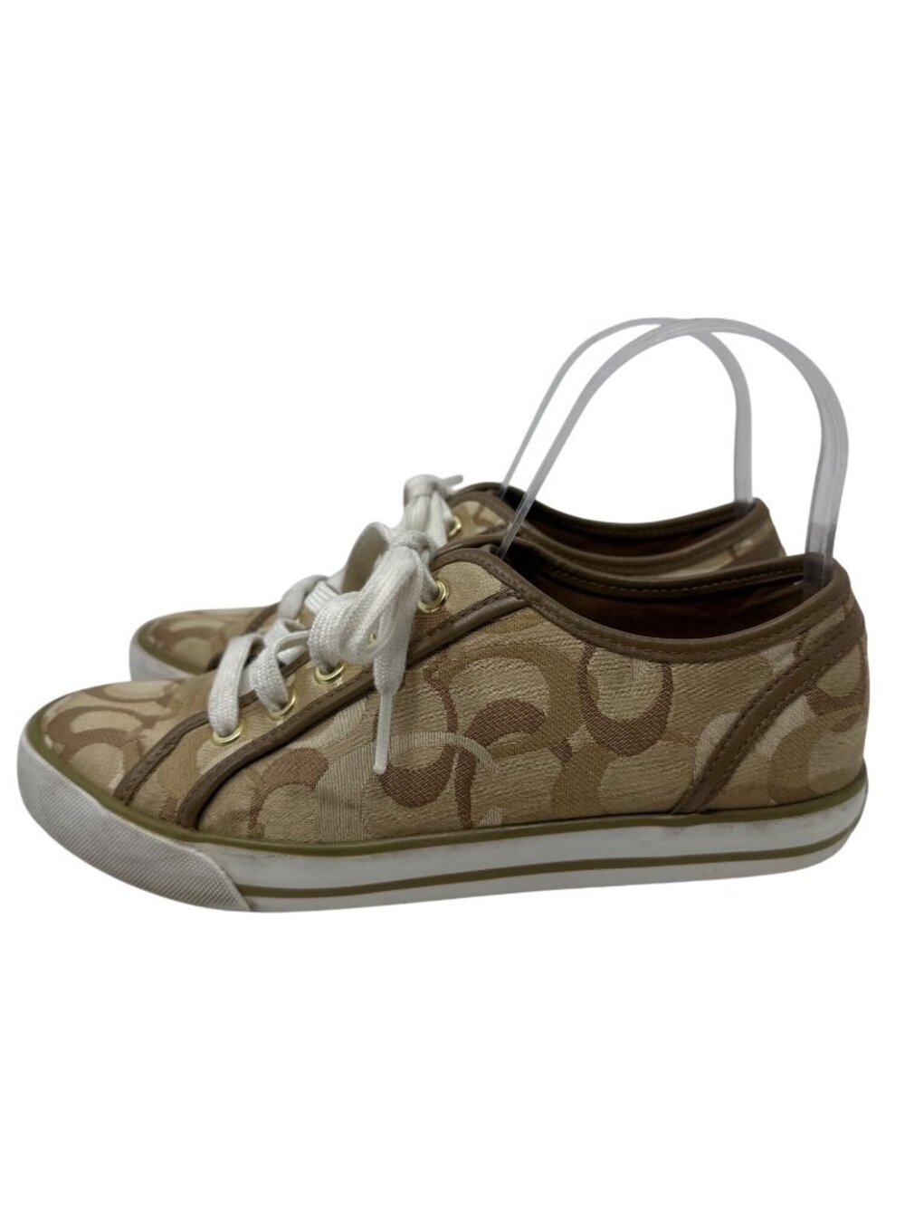 COACH Dee Signature Women's Shoes Sneakers GOLD Khaki / Brown Size 7.5 B - Picture 3 of 9